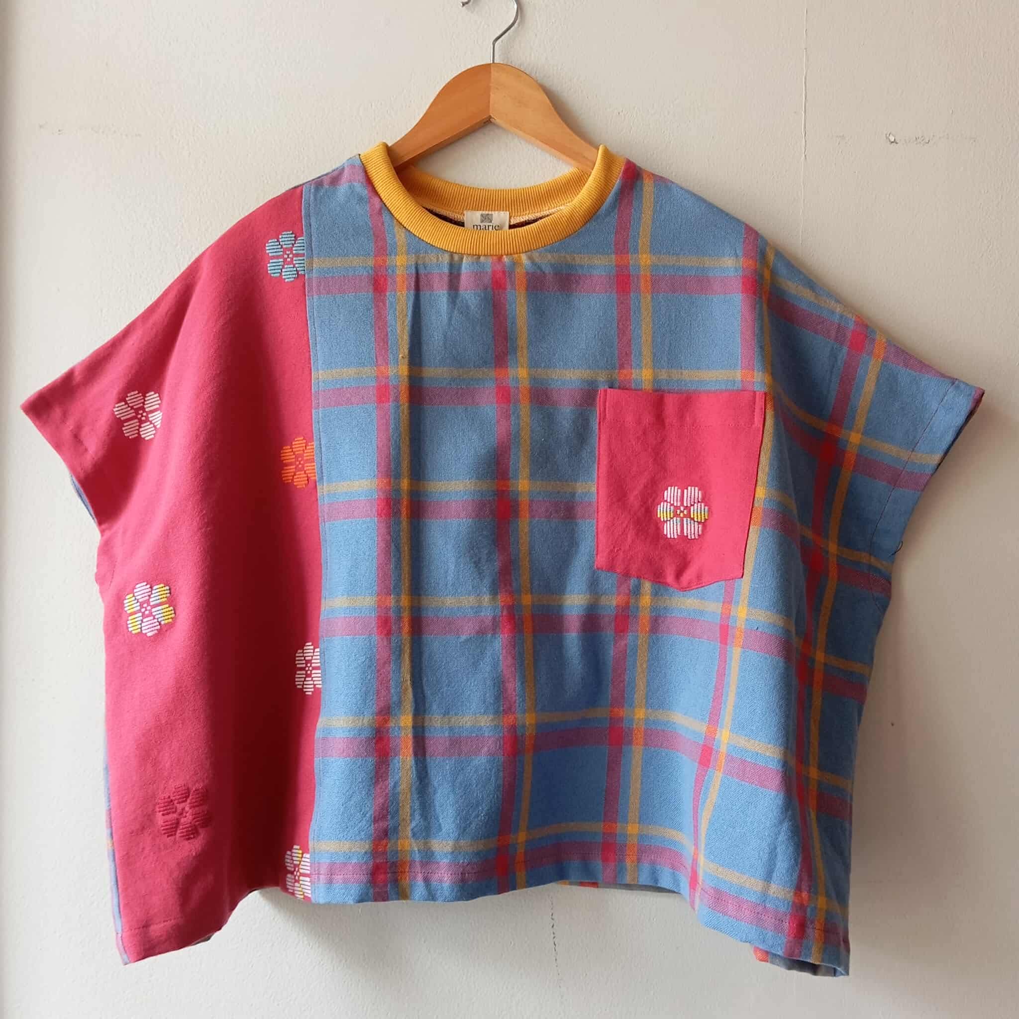 KASIYAHAN: CUT – OUT OF RED FLOWERS / EVELYN W/ RED FLOWERS POCKET & MUSTARD COLLAR