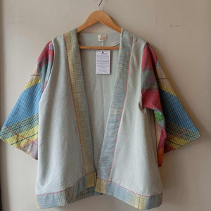 HAMILI: DUSTY BLUE W/ RETASO SLEEVES design 2 / ( PIPING : PIÑA W/ JOANNA SHEER )*