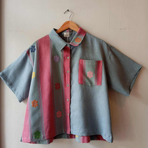 MAKULAY: MIX LETICIA V1 / WINTER SKY LINEN W/ POCKET / WINTER SKY LINEN SLEEVES