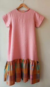 BESTIDA COLLECTION : PINK LINEN  W/ SLEEVES WITH CHARLENE diamante SKIRT*