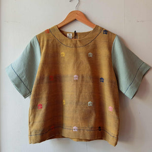 CLASSIC V2: MUSTARD MINI BAHAY KUBO W/ FROSTY GREEN LINEN SLEEVES