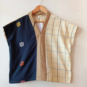 TINGADLAW: MIX BLACK FLOWERS / MICHELLE W/ LIGHT BROWN POLY  BIAS
