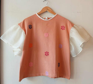MATAHUM COLLECTION:CORAZON IN PHEASANT FLOWERS W/ PIÑA ( PLAIN ) SLEEVES
