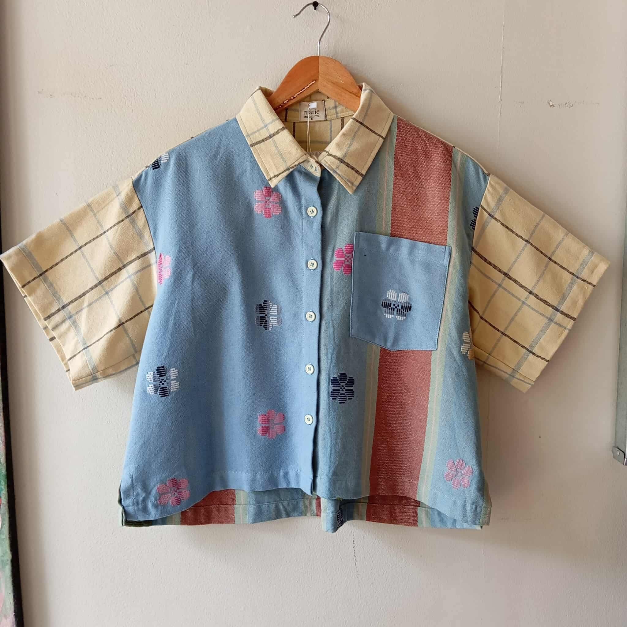 MAKULAY: MIX WEDGEWOOD BLUE FLOWERS / LUISITA W/ POCKET / MICHELLE SLEEVES & COLLAR- SOLD