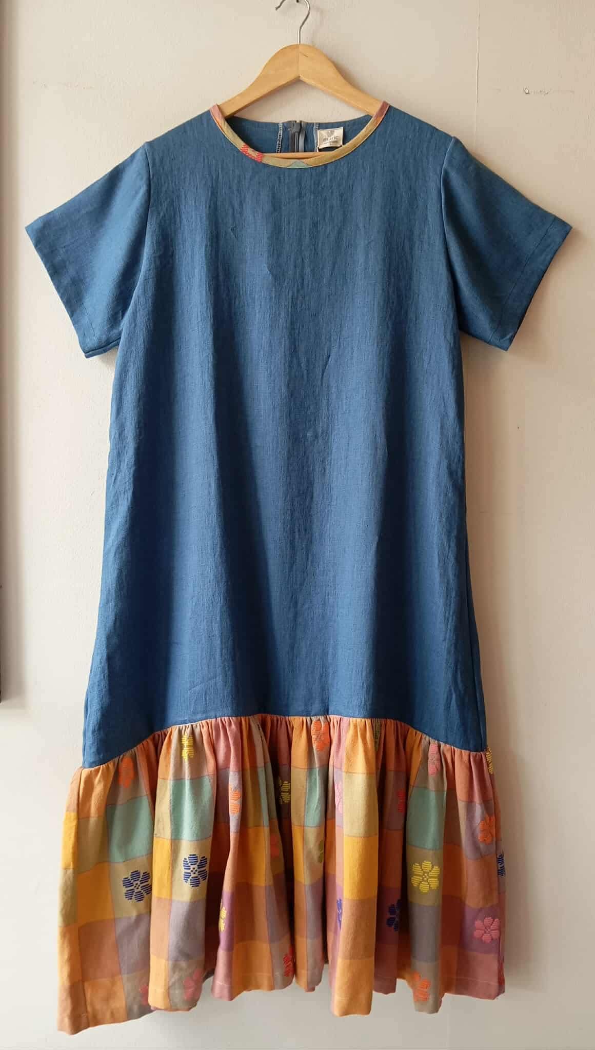 BESTIDA COLLECTION: CORNFLOWER BLUE LINEN FULL SLEEVES W/ CHARLENE SKIRT