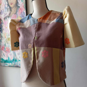 BOLERO:RETASO S23 W/ LIGHT YELLOW FLOWERS SLEEVES