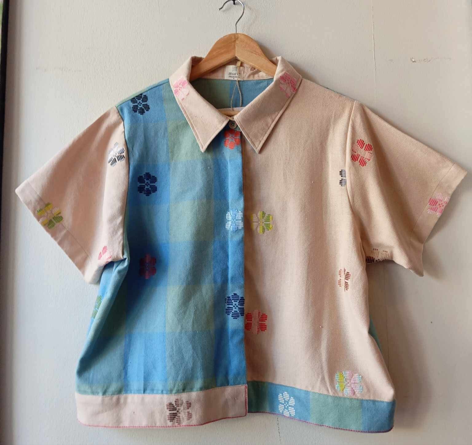 MARIKIT: MIX TINA / SAND FLOWERS W/ SAND FLOWERS SLEEVES & COLLAR