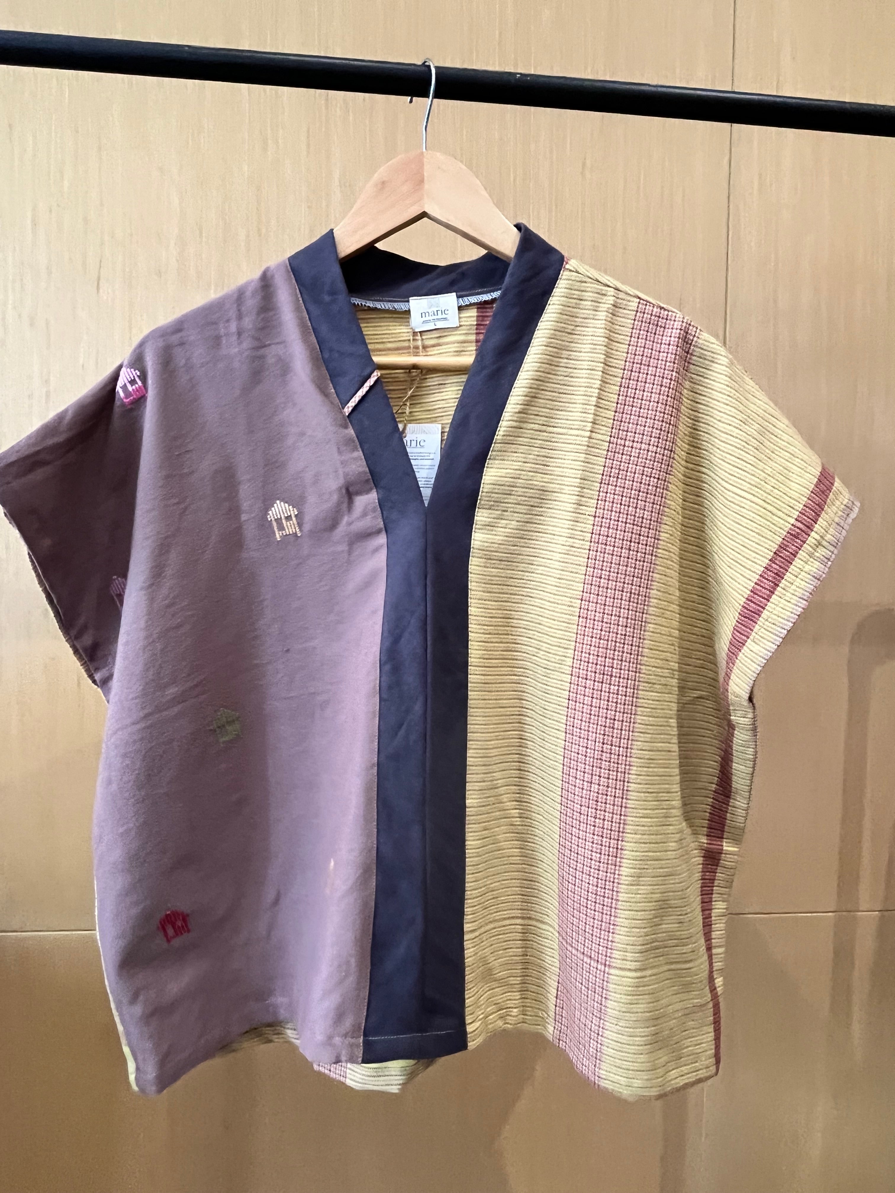 TINGADLAW:  melanie/brown bahay kubo w/ dark gray linen bias