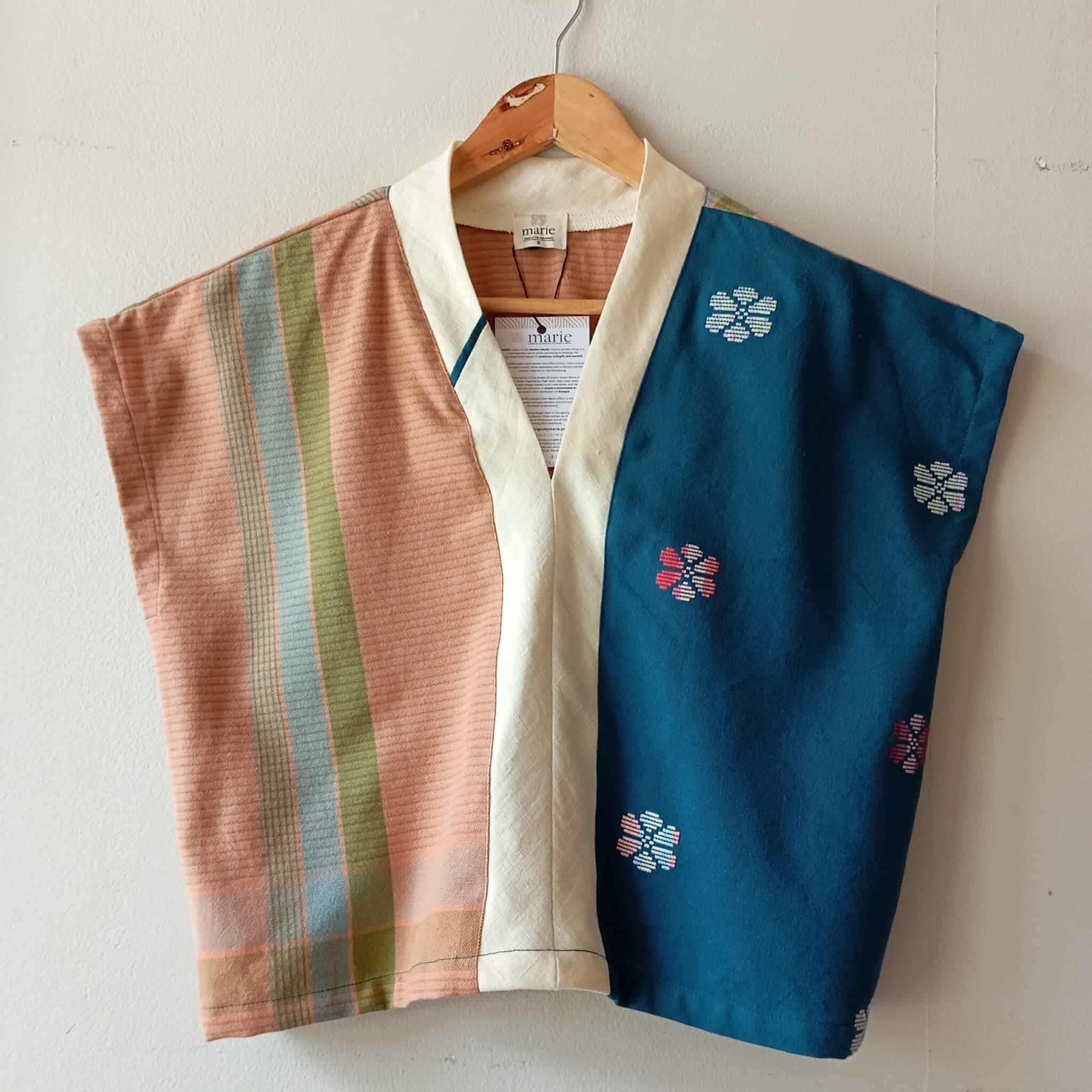 TINGADLAW: MIX VERONICA / OCEAN SIDE BLUE FLOWERS W/ CREAM LINEN BIAS