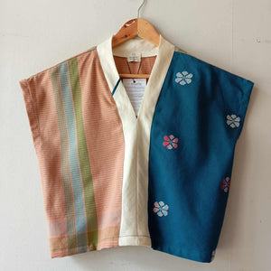 TINGADLAW: MIX VERONICA / OCEAN SIDE BLUE FLOWERS W/ CREAM LINEN BIAS