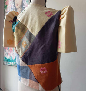 BOLERO:RETASO S23 W/ LIGHT YELLOW FLOWERS SLEEVES