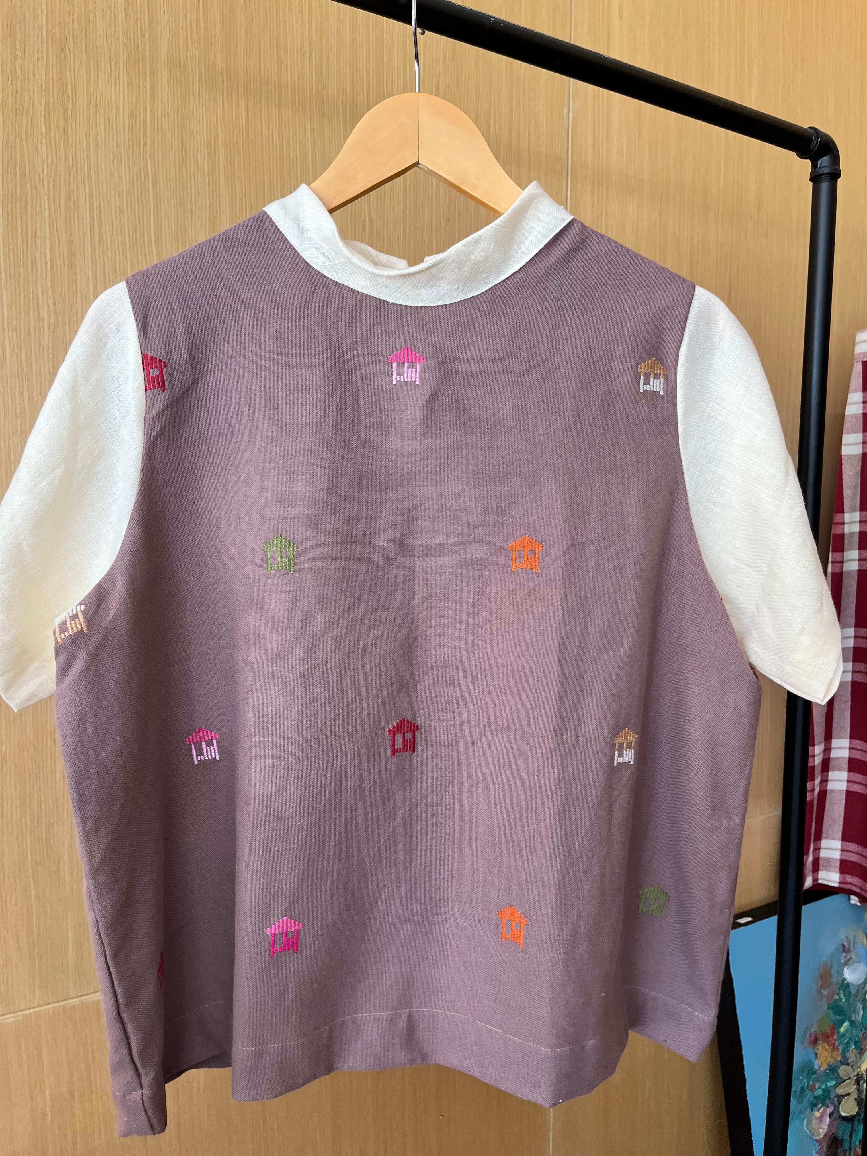 PAMANA V1: new brown BK w/ cream linen sleeves & collar*