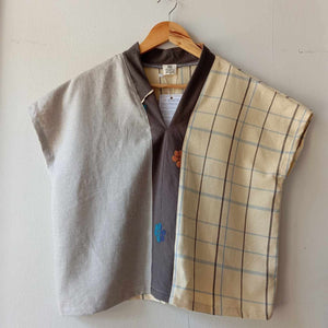 TINGADLAW: MIX LIGHT OAT LINEN / MICHELLE  W/ GREY FLOWERS BIAS*