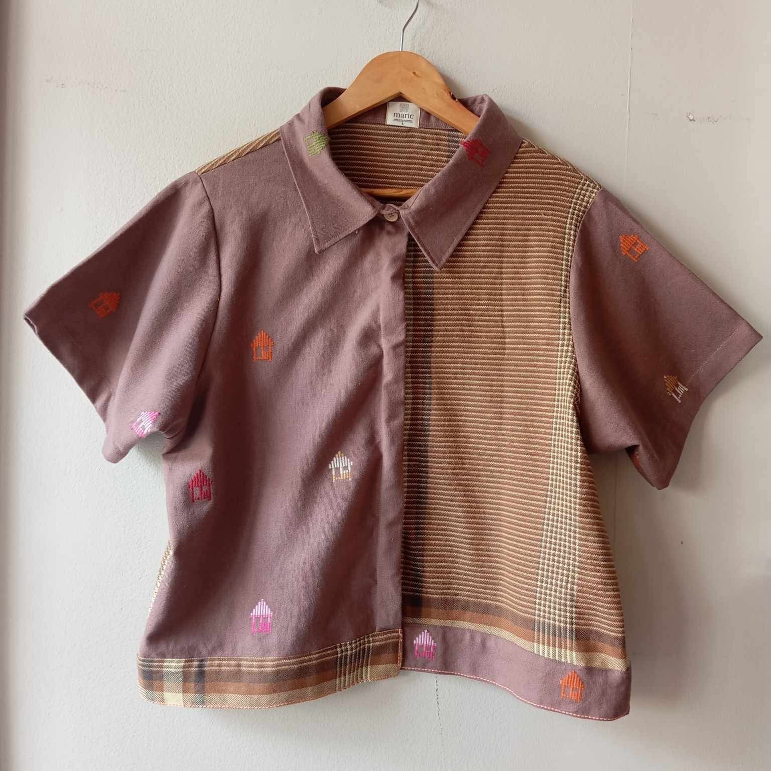 MARIKIT: Brown bahay kubo/rona w/ brown bahay kubo sleeves
