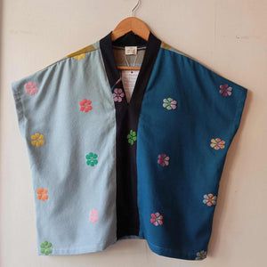 TINGADLAW: MIX LIGHT DENIM BLUE FLOWERS / OCEAN SIDE BLUE FLOWERS W/ BLACK FLOWERS BIAS