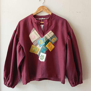 MADAYAW: RASPBERRY RADIANCE LINEN W/ PATCHES