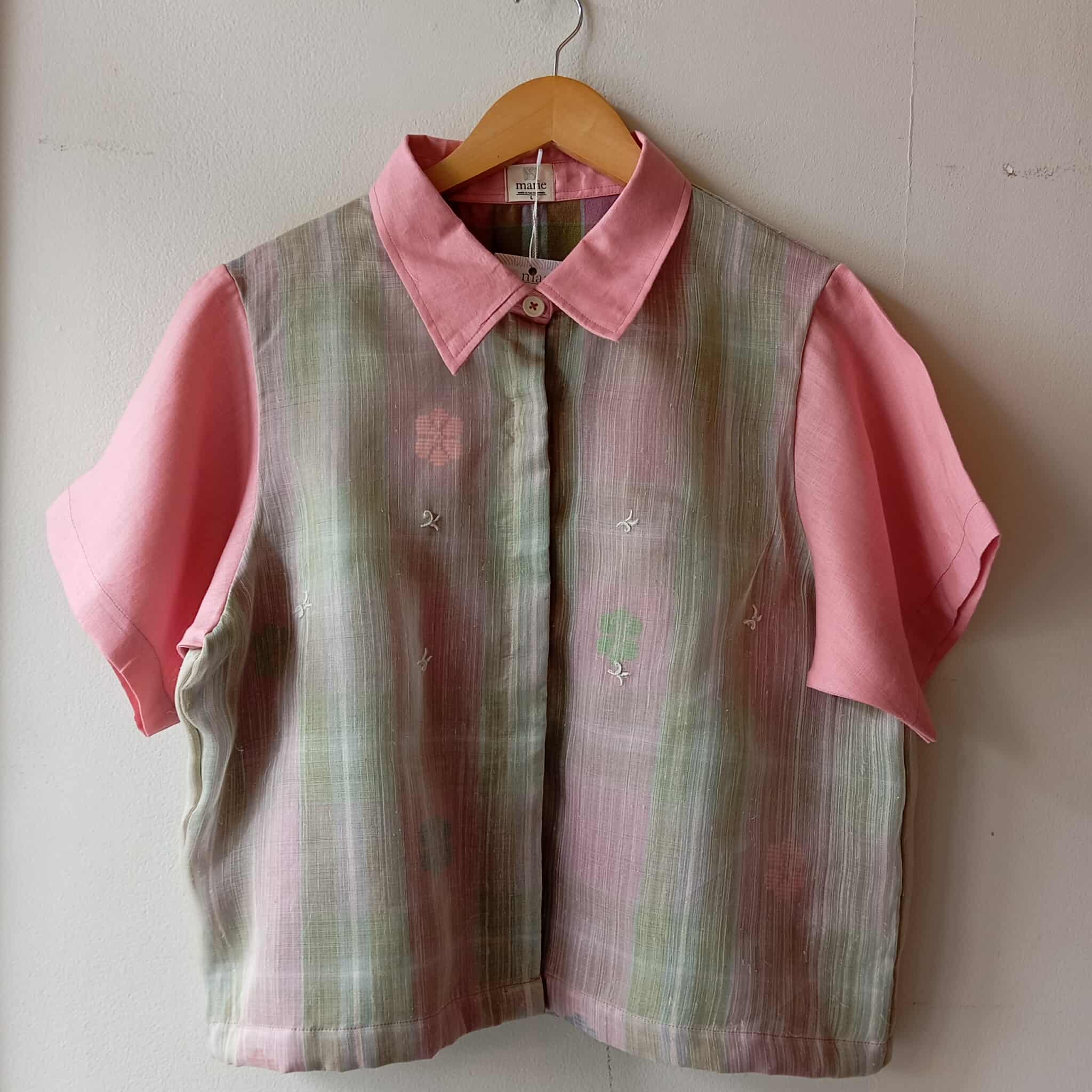 MATAHUM COLLECTION: MARIKIT IN PIÑA BARONG W/ PAULA SHEER / PINK LINEN SLEEVES & COLLAR*