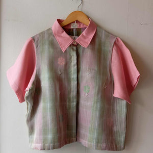 MATAHUM COLLECTION: MARIKIT IN PIÑA BARONG W/ PAULA SHEER / PINK LINEN SLEEVES & COLLAR*