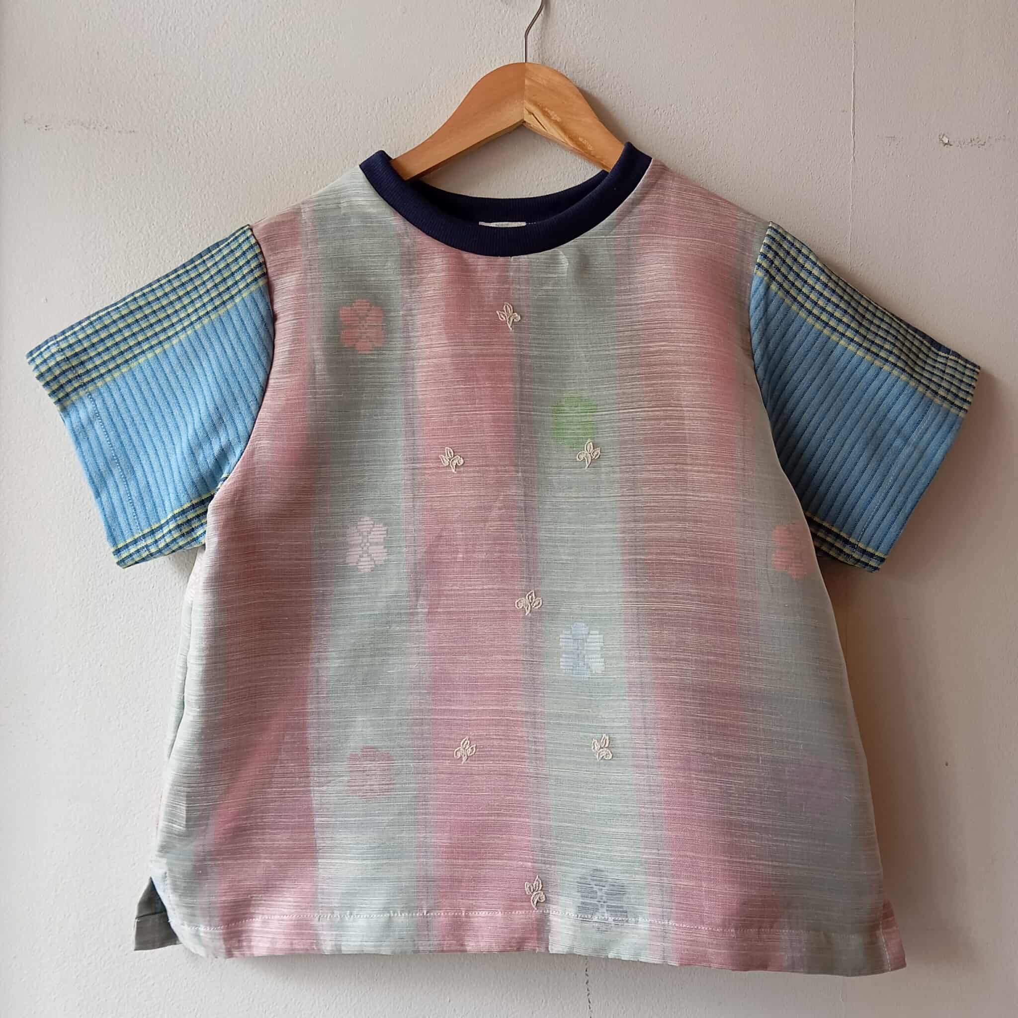 MATAHUM COLLECTION: PAMANA V2 PINA BARONG W/ LETICIA SHEER/ JOHANNA SLEEVES AND NAVY BLUE COLLAR