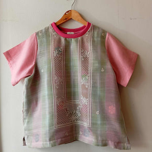MATAHUM COLLECTION: PAMANA V2 IN  PIÑA BARONG W/ PAULA SHEER / PINK LINEN SLEEVES & FUCHSIA PINK COLLAR*