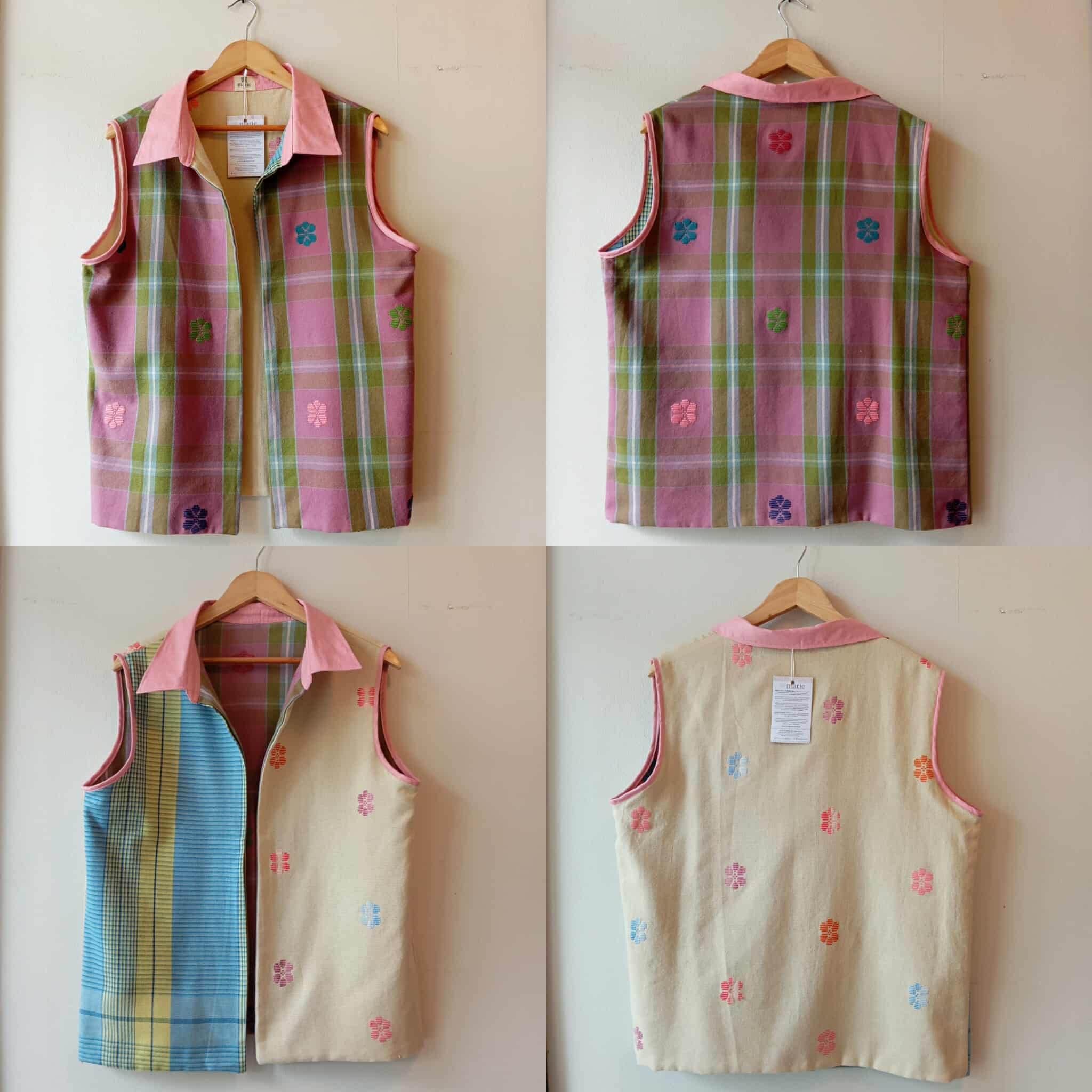 MASINING V2: REVERSIBLE PAULA / MIX REED YELLOW FLOWERS / JOANNA W/ PINK LINEN COLLAR*