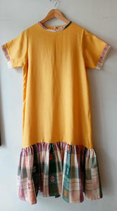 BESTIDA COLLECTION: MUSTARD LINEN W/ SLEEVES  W/ PINA ACCENT & AMANDA SKIRT*