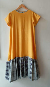 BESTIDA COLLECTION: MUSTARD LINEN W/ SLEEVES  W/ MIKA V2 SKIRT & FLOWERS DESIGN