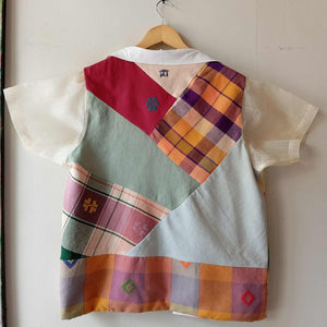 MARIKIT SPECIAL VEST: RETASO W/ WHITE LINEN COLLAR / PLAIN PIÑA SLEEVES