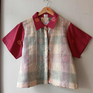 MATAHUM COLLECTION: MARIKIT IN PIÑA BARONG W/ AMANDA SHEER / RED BUD FLOWERS SLEEVES & COLLAR*