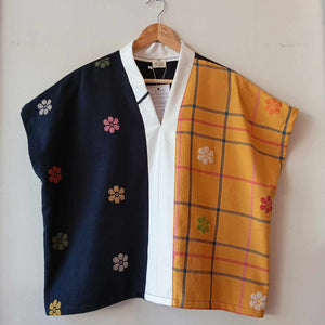 TINGADLAW: MIX  BLACK FLOWERS / ISADORA W/ WHITE LINEN BIAS