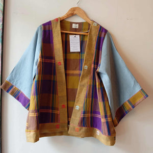 HAMILI COLLECTION : LILY W/ WINTER SKY LINEN SLEEVES / MUSTARD BAHAY KUBO BAND