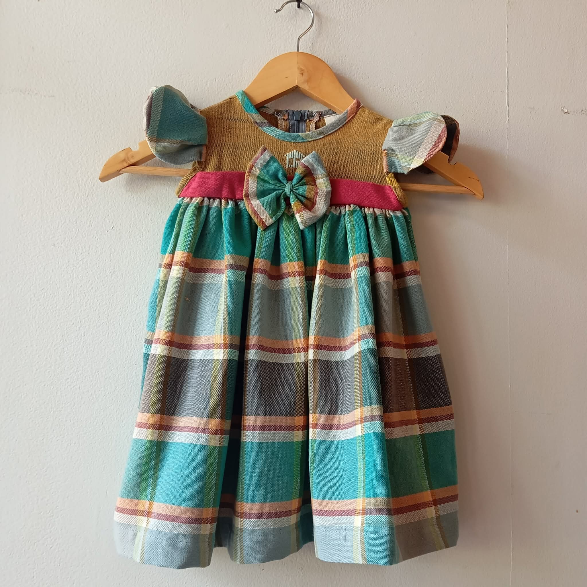 LITTLE MARIE: MUSTARD BAHAY KUBO W/ RACHELLE V2 SLEEVES & COLLAR