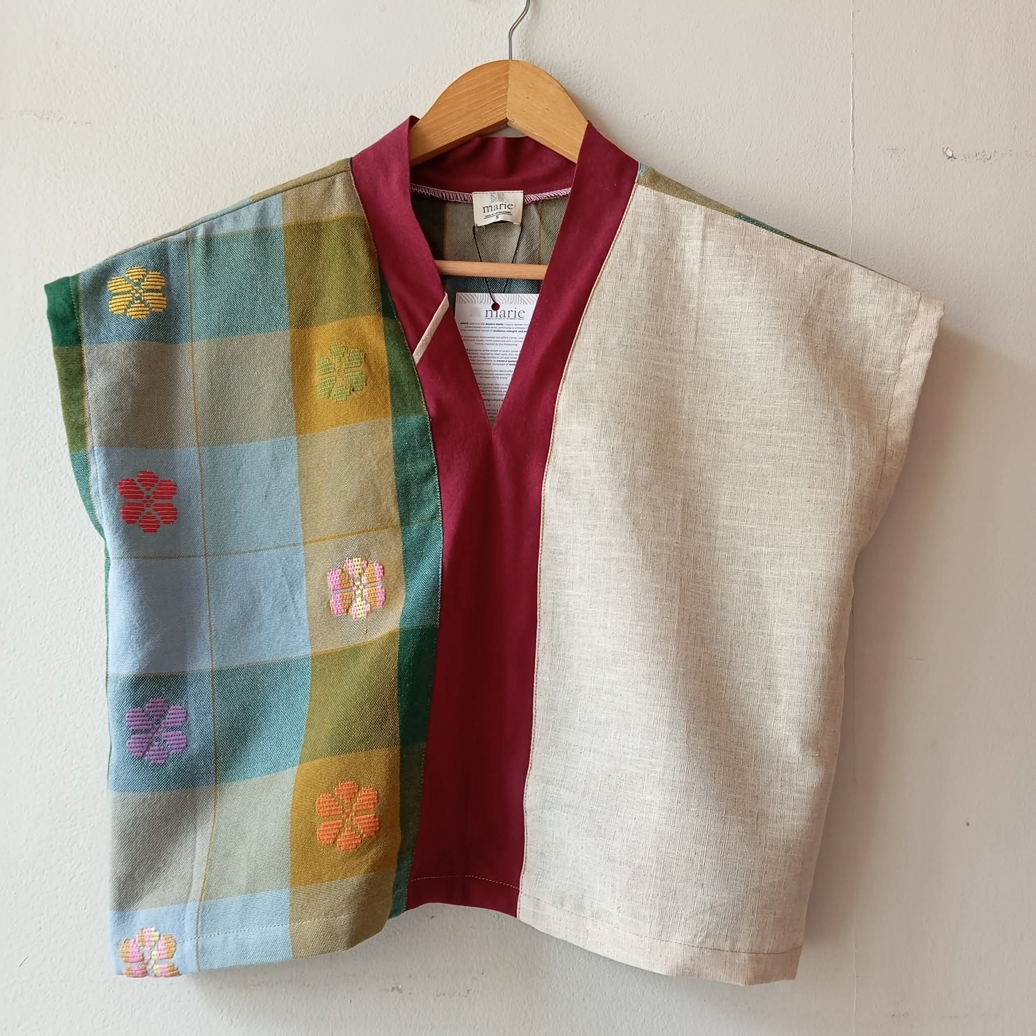 TINGADLAW: MIX RISA / BEIGE LINEN W/ MAROON POLY