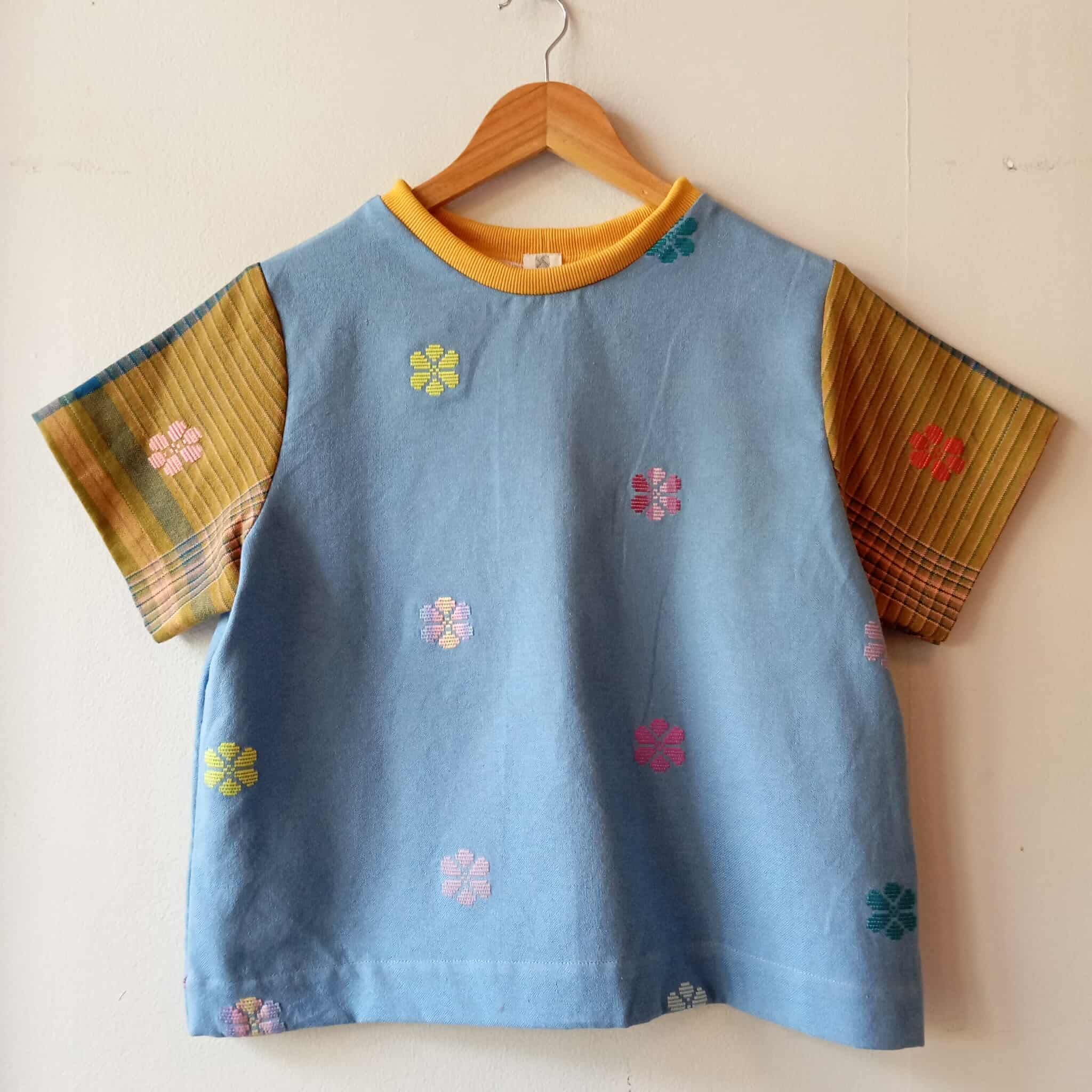 PAMANA V2: BLUE FLOWERS W/ JESSA FLOWERS SLEEVES / MUSTARD COLLAR