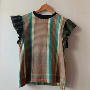 BINIBINI COLLECTION: RODA W/ DARK GREEN LINEN SLEEVES / BLACK COLLAR