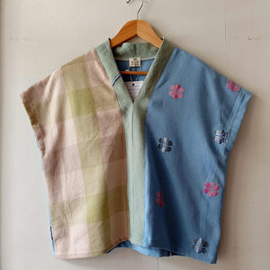 TINGADLAW: MIX STELLA / WEDGEWOOD BLUE FLOWERS W/ FROSTY GREEN LINEN BIAS