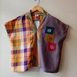 TINGADLAW: MIX NINA / SEAFOG LINEN W/ FLOWERS PATCHES / DENIM POLY BIAS