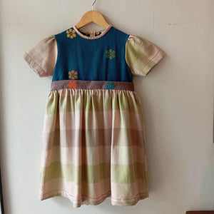 LITTLE MARIE: DARK TEAL FLOWERS W/ STELLA SKIRT & SLEEVES*