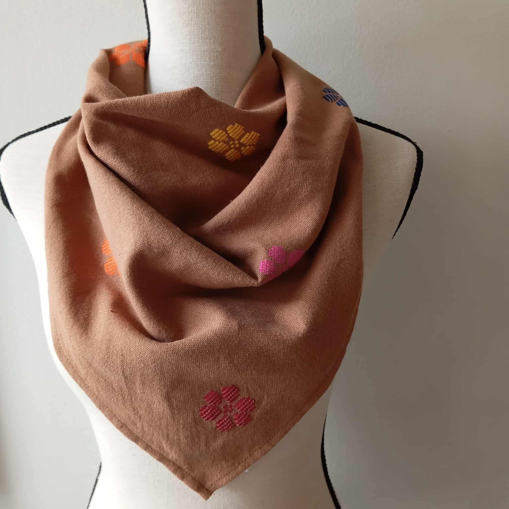 SCARF: CHOC BROWN FLOWERS*