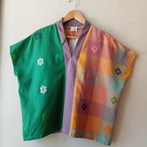 TINGADLAW: MIX GREEN FLOWERS / CHARLENE DIAMANTE W/ SEAFOG LINEN BIAS