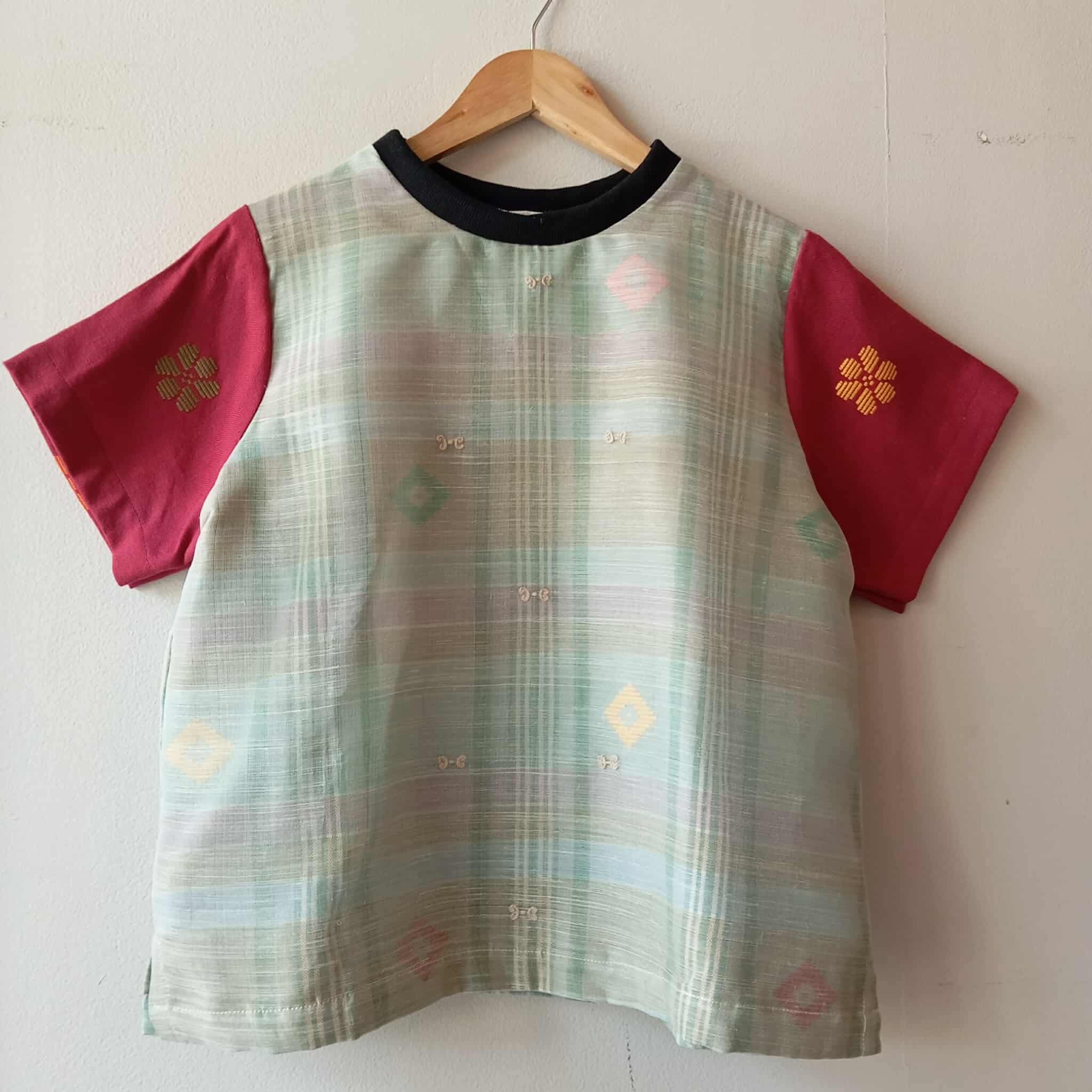 MATAHUM COLLECTION: PAMANA V2 IN PIÑA BARONG W/ TESSA DIAMANTE SHEER / RED BUD FLOWERS SLEEVES & BLACK COLLAR