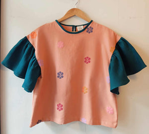 CORAZON: PHEASANT FLOWERS W/ LYONS BLUE LINEN SLEEVES*