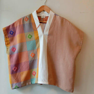 TINGADLAW: MIX CHARLENE DIAMANTE / MISTY ROSE LINEN W/ WHITE LINEN BIAS