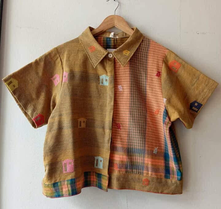 MARIKIT: MIX MUSTARD BAHAY KUBO / JESSA MINI BK W/ MUSTARD BK SLEEVES & COLLAR