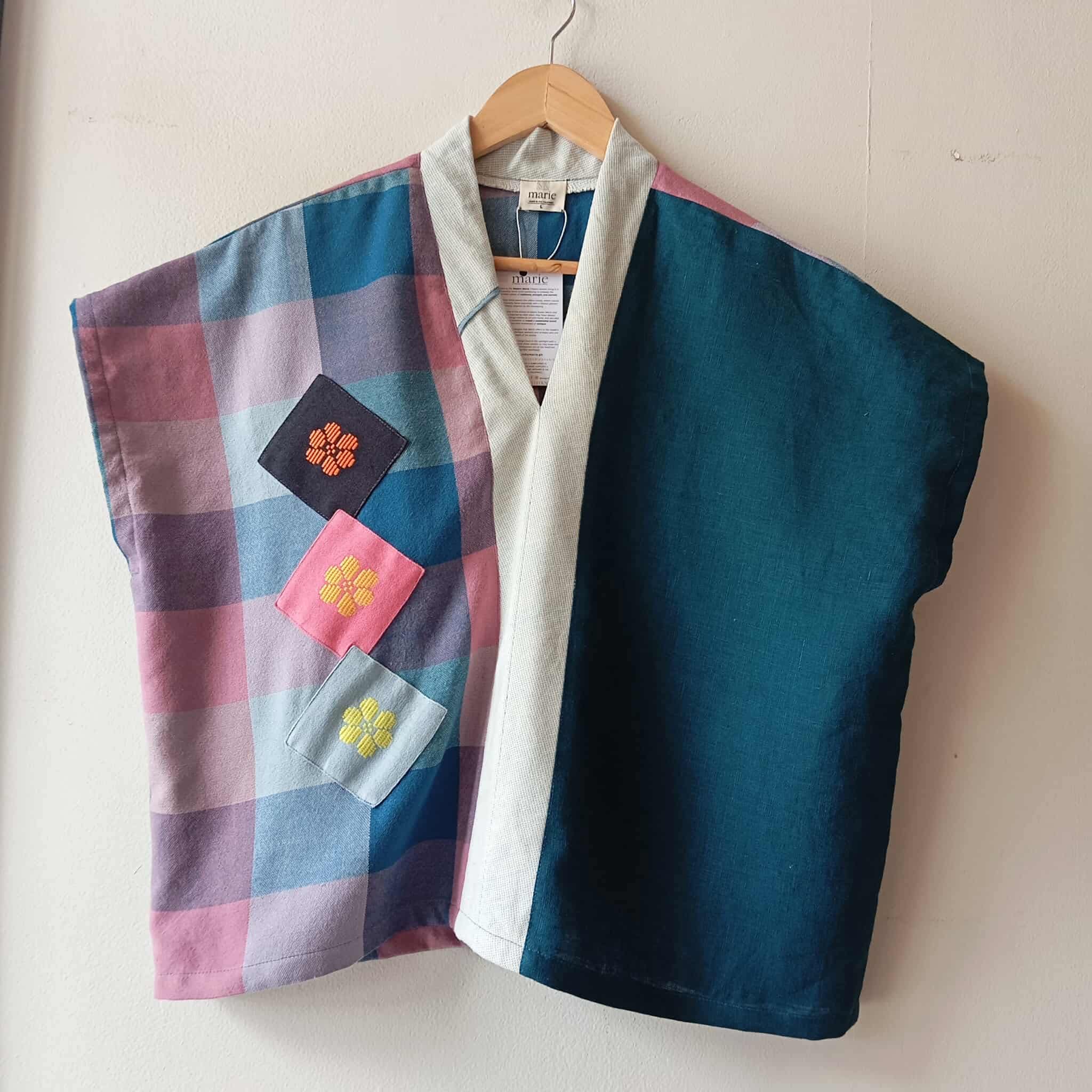 TINGADLAW: MIX ROGELIA W/ PATCHES / STORM BLUE LINEN W/ DUSTY BLUE BIAS