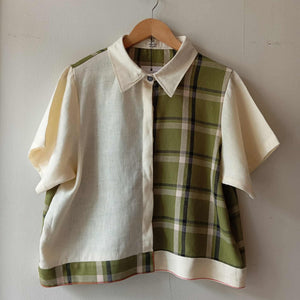 MARIKIT: MIX CREAM LINEN / ELOISA W/ CREAM LINEN SLEEVES & COLLAR