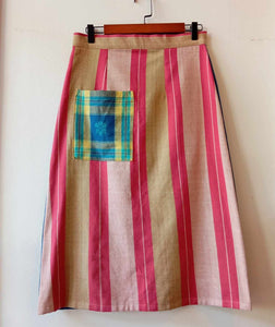 SKIRT MIDI:  INOCENCIA V2 W/ SELINA POCKET ( NAVY BLUE POLY BACK )*