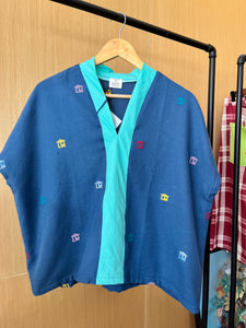 TINGADLAW: Moroccan blue mini BK w/ green linen bias**