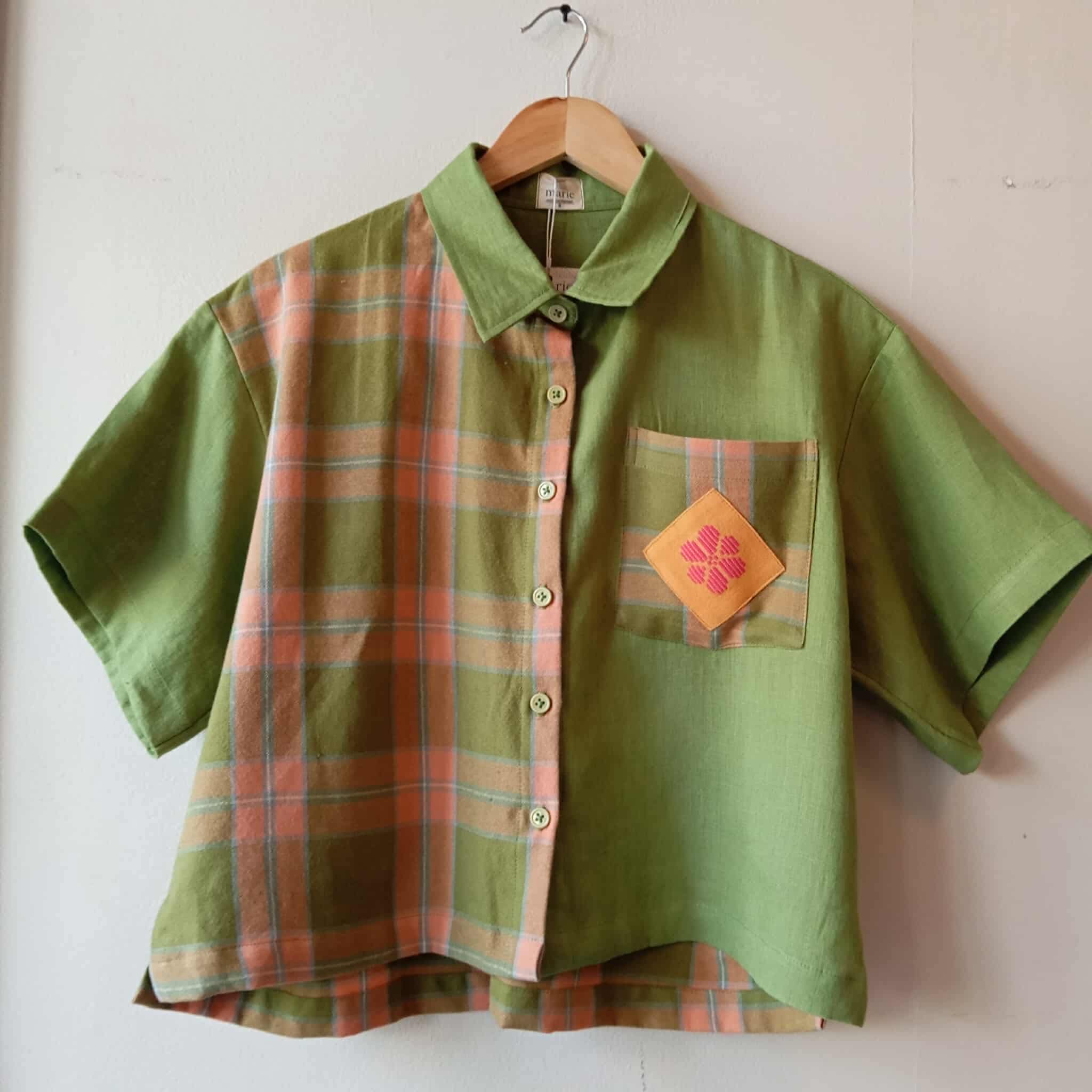 MAKULAY: MIX VICENTA / HERBAL GREEN LINEN W/ POCKET / HERBAL GREEN LINEN SLEEVES & POCKET