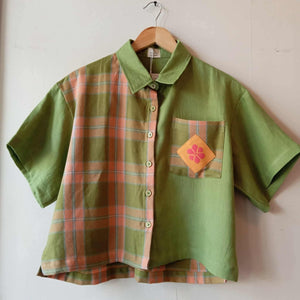 MAKULAY: MIX VICENTA / HERBAL GREEN LINEN W/ POCKET / HERBAL GREEN LINEN SLEEVES & POCKET